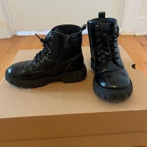 Girls Black Patent Leather Boots